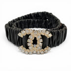 Chanel 21c CC Logo Rhinestone Leather Rubber Belt Black Gold