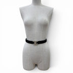 Chanel 21c CC Logo Rhinestone Leather Rubber Belt Black Gold — view 6