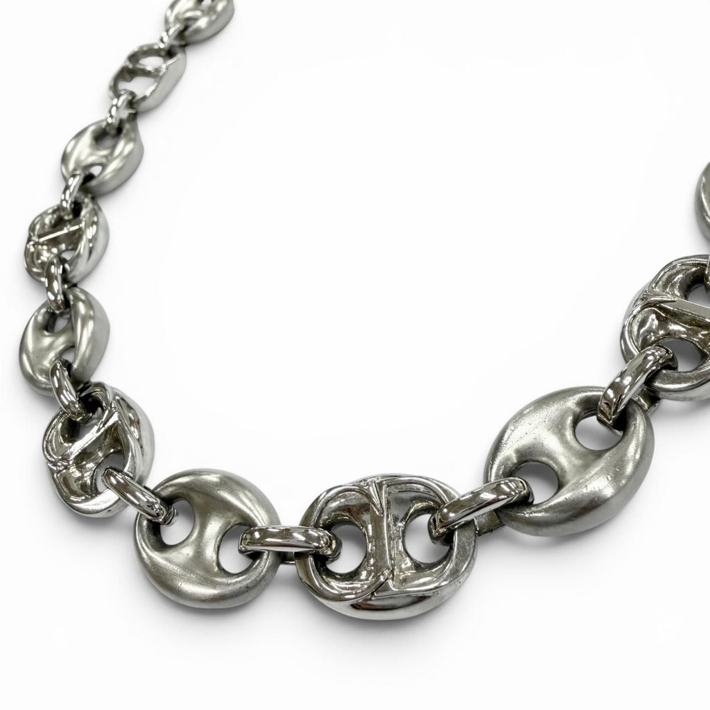 Dior Homme CD Chain Link Necklace Silver Matte