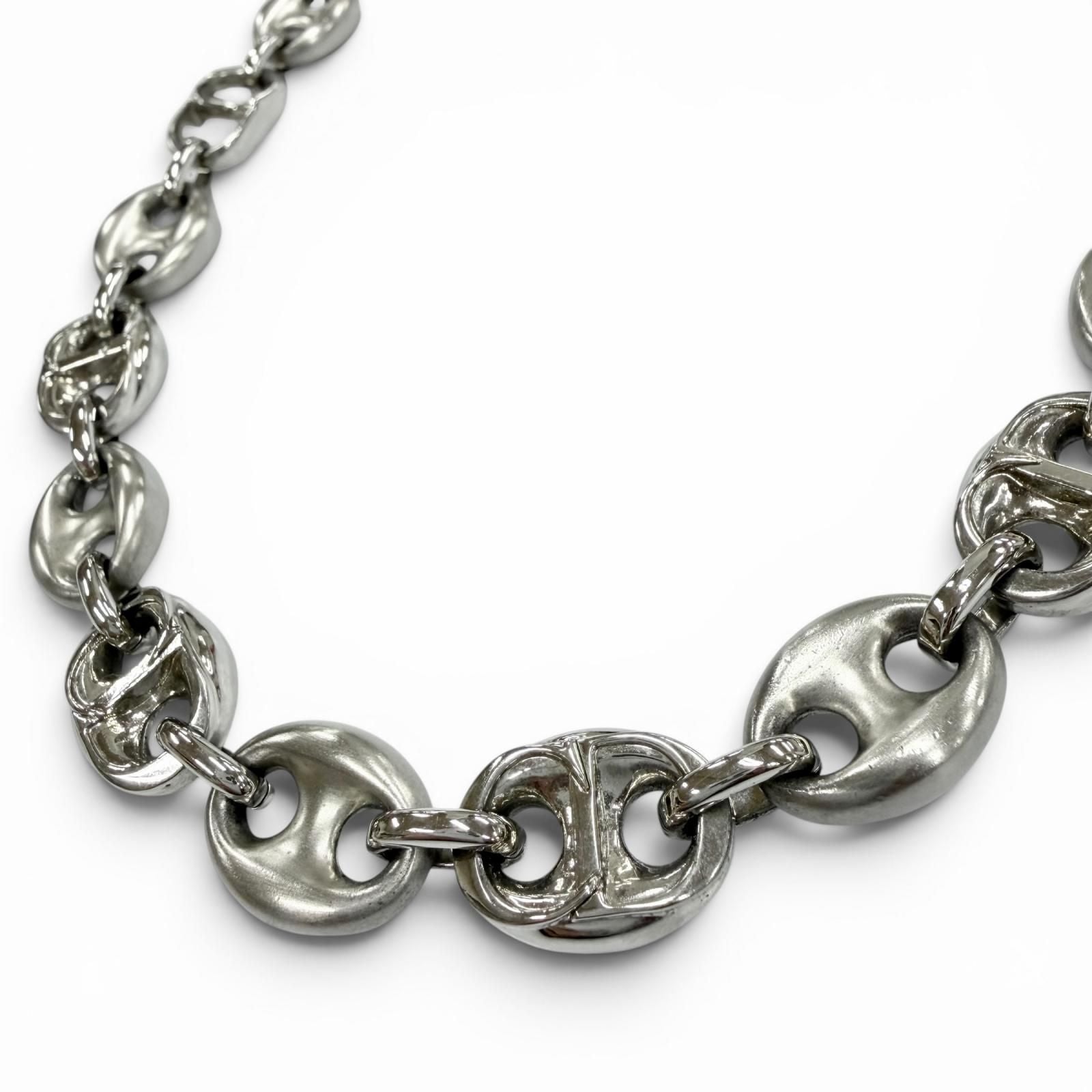 Dior Homme CD Chain Link Necklace Silver Matte