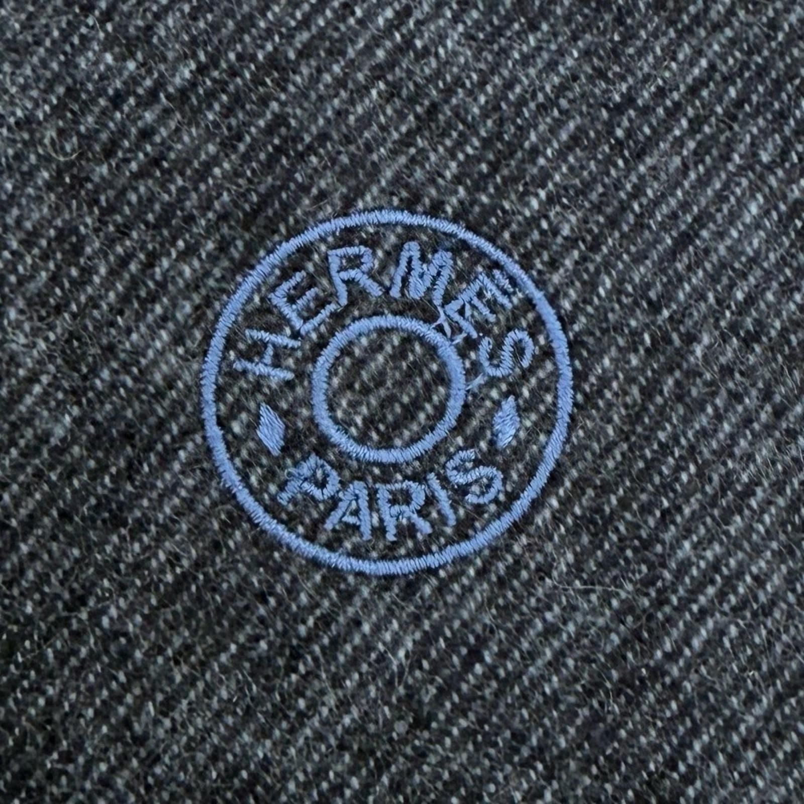 Hermes No 24 Circuit Cashmere Chaine D'ancre Circle Logo Fringe Scarf Shawl Blue — view 5