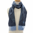Hermes No 24 Circuit Cashmere Chaine D'ancre Circle Logo Fringe Scarf Shawl Blue — view 3