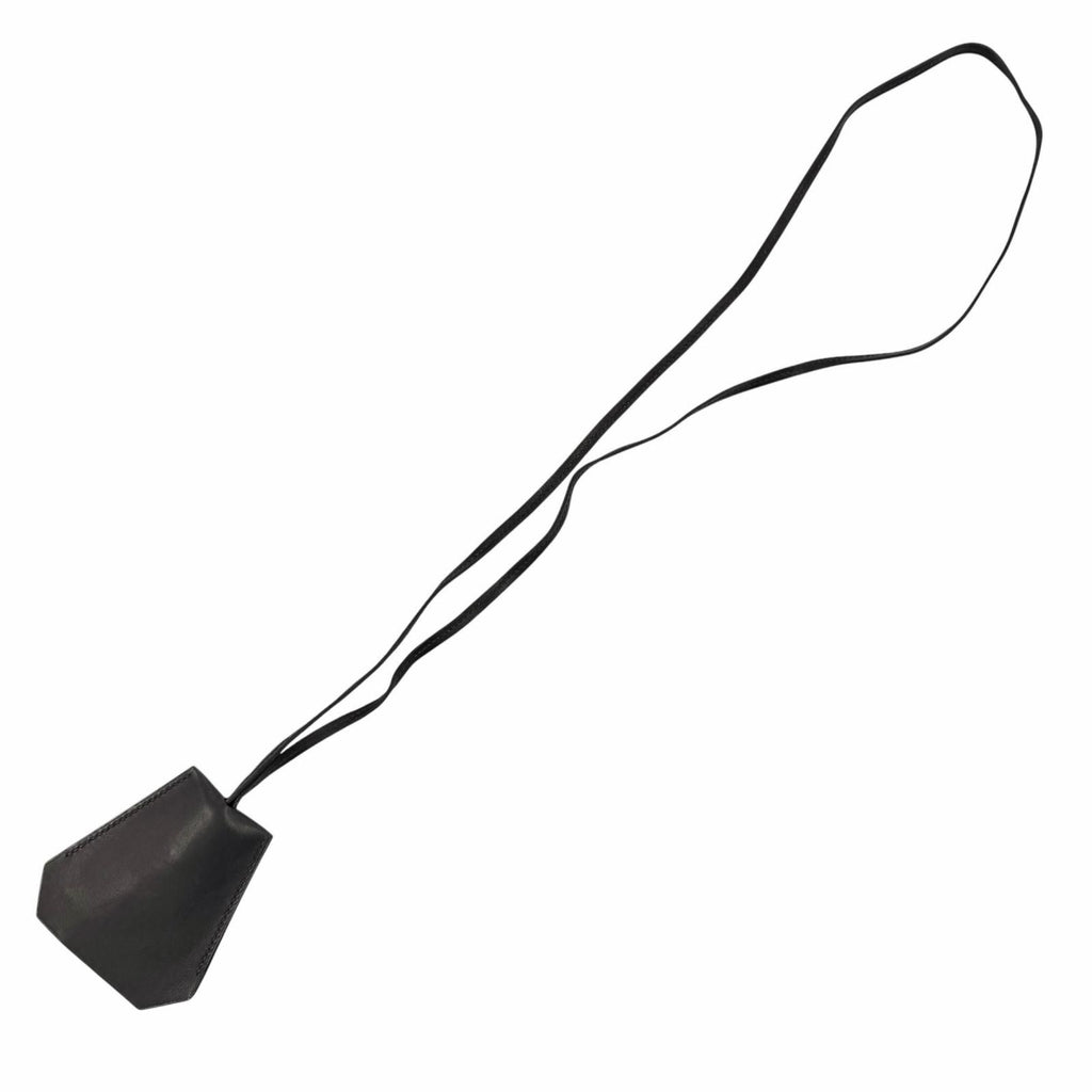 Hermes Leather Silver Martin Margiela Era Clochette Necklace Black — view 4
