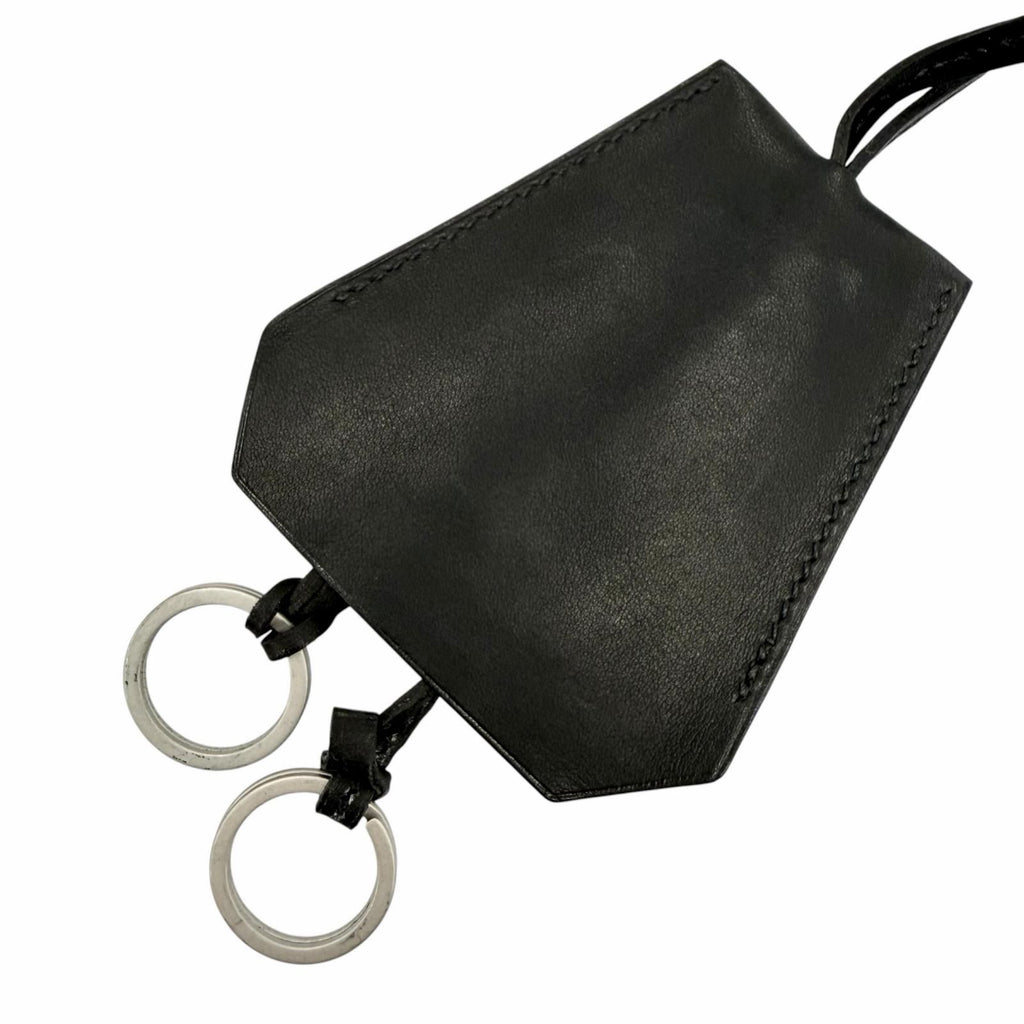 Hermes Leather Silver Martin Margiela Era Clochette Necklace Black — view 6