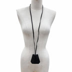 Hermes Leather Silver Martin Margiela Era Clochette Necklace Black — view 3