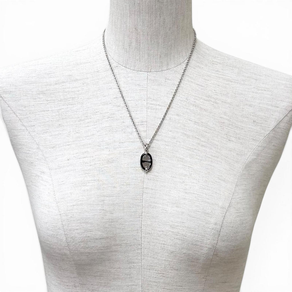 Hermes Pendant Mini Maillon PM Necklace Silver Black — view 4