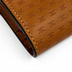 Celine Small Flap Wallet Triomphe Embossed Leather Trifold Brown — view 8