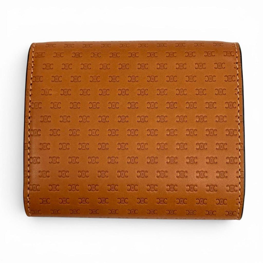 Celine Small Flap Wallet Triomphe Embossed Leather Trifold Brown — view 3
