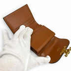 Celine Small Flap Wallet Triomphe Embossed Leather Trifold Brown — view 5