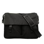 Prada Shoulder Bag Black Nylon Saffiano Leather