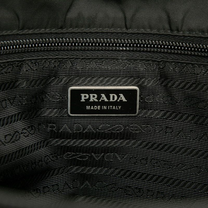 Prada Shoulder Bag Black Nylon Saffiano Leather — view 5