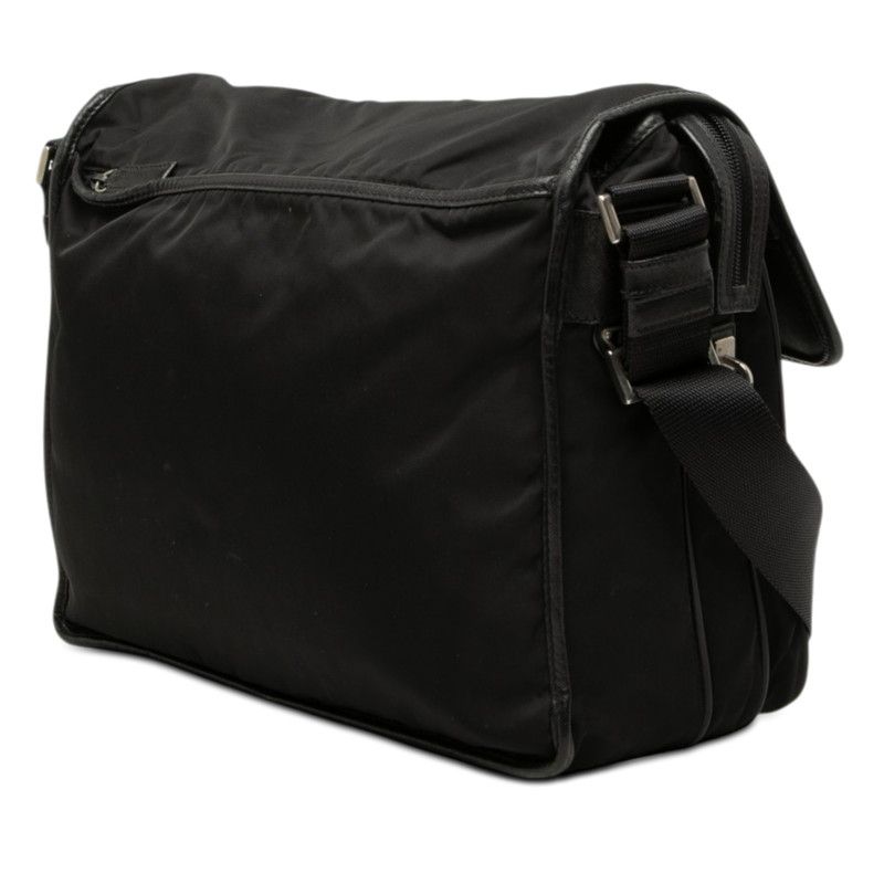 Prada Shoulder Bag Black Nylon Saffiano Leather — view 2