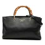 Gucci Bambu 2-Way Shoulder Bag Black Leather