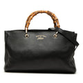 Gucci Bambu 2-Way Shoulder Bag Black Leather