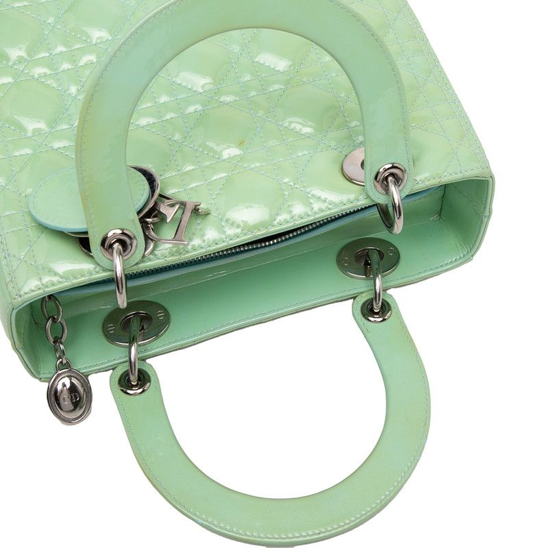 Dior Cannage Lady 2-Way Shoulder Bag Mint Green Patent Leather — view 4
