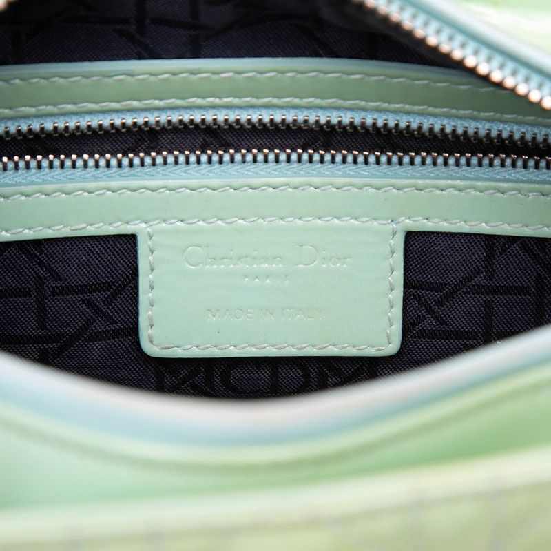 Dior Cannage Lady 2-Way Shoulder Bag Mint Green Patent Leather — view 7