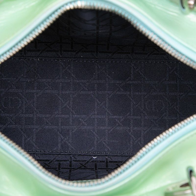 Dior Cannage Lady 2-Way Shoulder Bag Mint Green Patent Leather — view 5