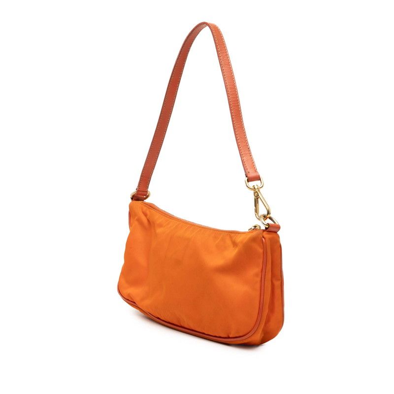 Prada Mini Shoulder Bag Orange Nylon Saffiano Leather — view 2