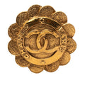 Chanel CC Logo Flower Motif Vintage Brooch Gold Plated