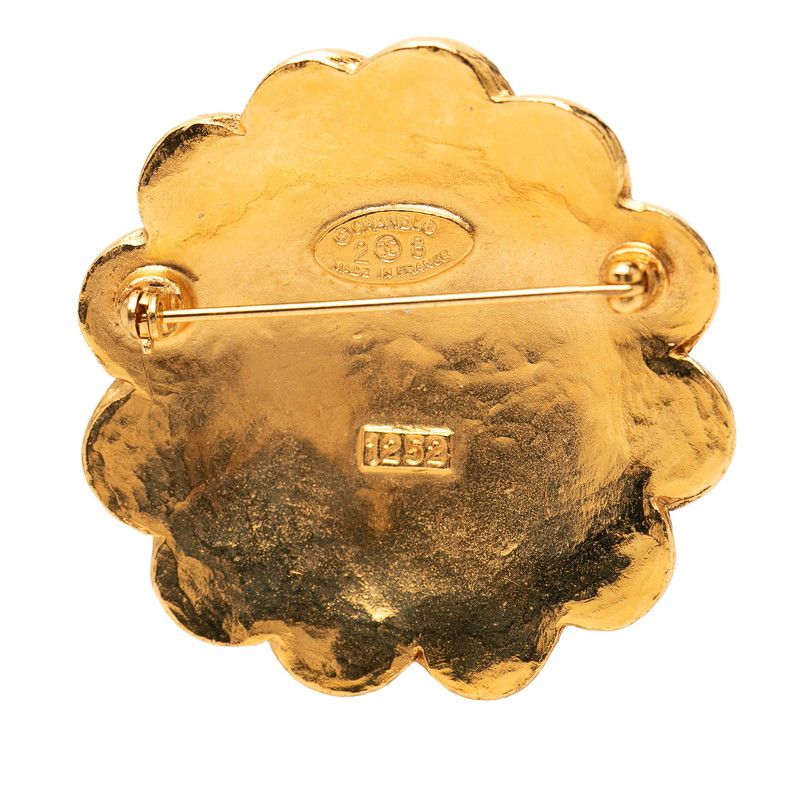 Chanel CC Logo Flower Motif Vintage Brooch Gold Plated — view 3