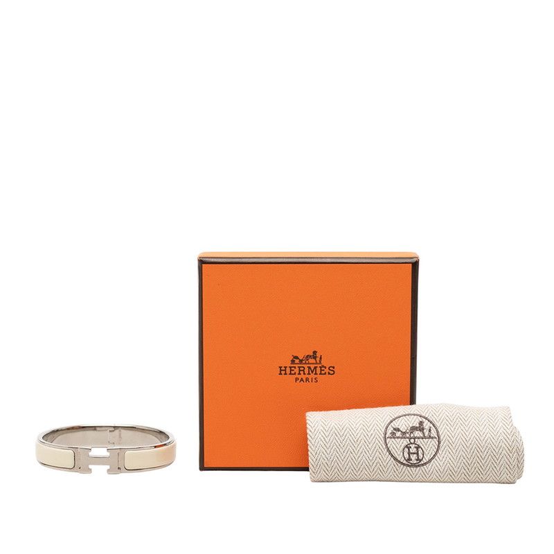 Hermes Click PM Bracelet Silver Ivory Metal Enamel — view 5
