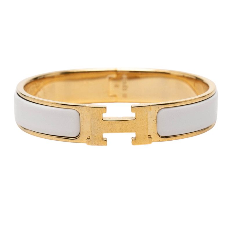 Hermes Click PM Bracelet Gold White Plated Enamel