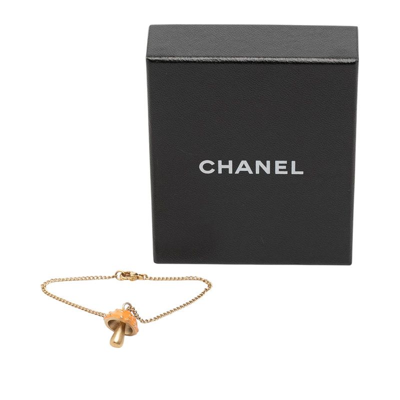 Chanel CC Logo Mushroom Bracelet Gold Orange Plated Enamel — view 6