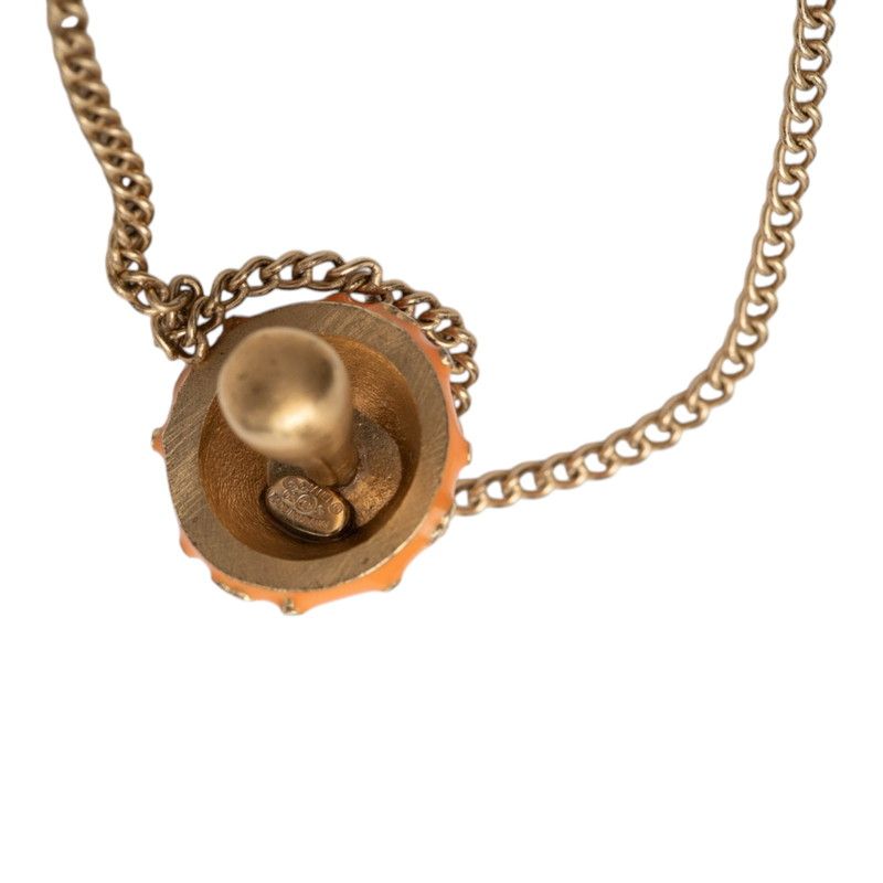 Chanel CC Logo Mushroom Bracelet Gold Orange Plated Enamel — view 5