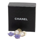 Chanel CC Logo Camellia Earrings Silver Purple Metal Plastic — view 4