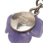 Chanel CC Logo Camellia Earrings Silver Purple Metal Plastic — view 3