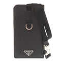 Prada Triangle Logo Saffiano Black Phone Case Neck