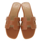 Hermes Oran 36.5 Leather Brown Sandals — view 3