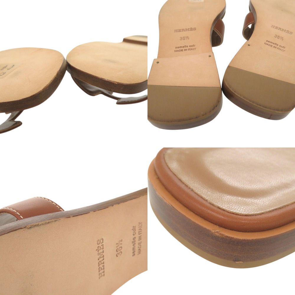 Hermes Oran 36.5 Leather Brown Sandals — view 9