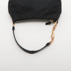 Prada Tessuto Nylon Triangle Logo Leather Handbag Tote Black — view 5