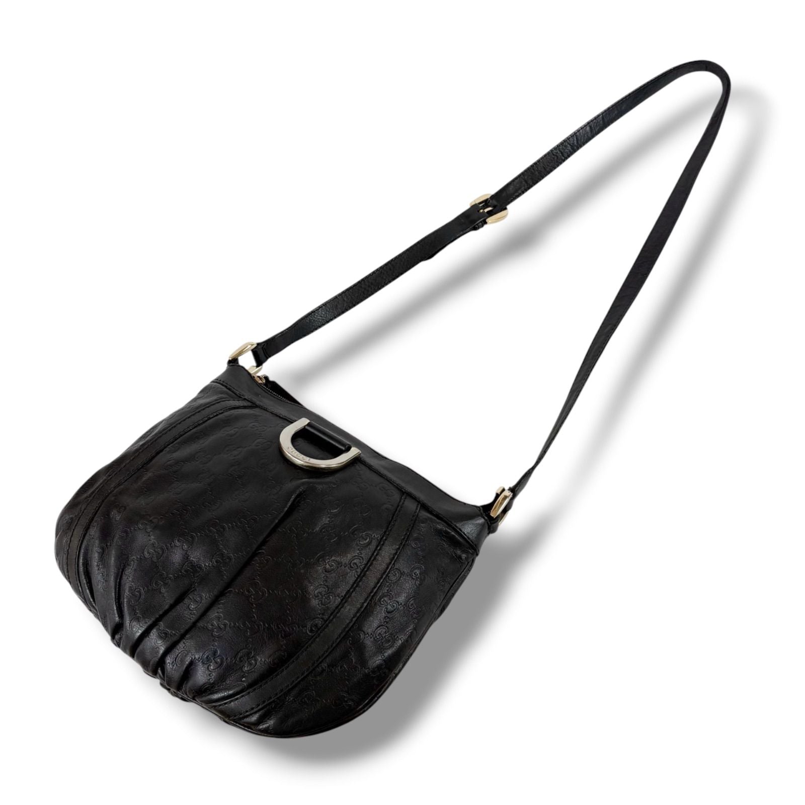 Gucci Abbey Line Cross Belt Bag Guccissima Leather Black — view 2