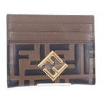 Fendi FF Diamond Card Case Leather Brown Gold SA — view 2
