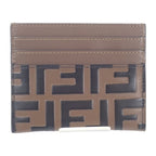 Fendi FF Diamond Card Case Leather Brown Gold SA — view 3