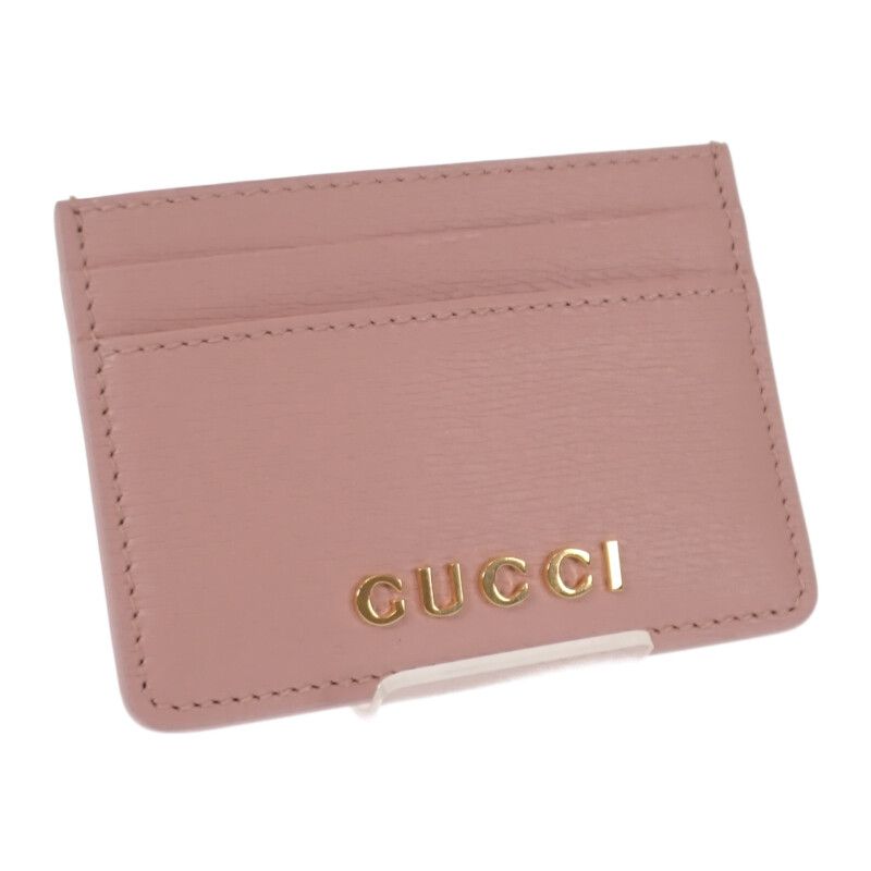 Gucci Script Card Case Leather Light Pink