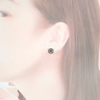 Chanel CC Round Earrings Rhinestone Black Silver — view 6