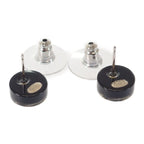 Chanel CC Round Earrings Rhinestone Black Silver — view 4