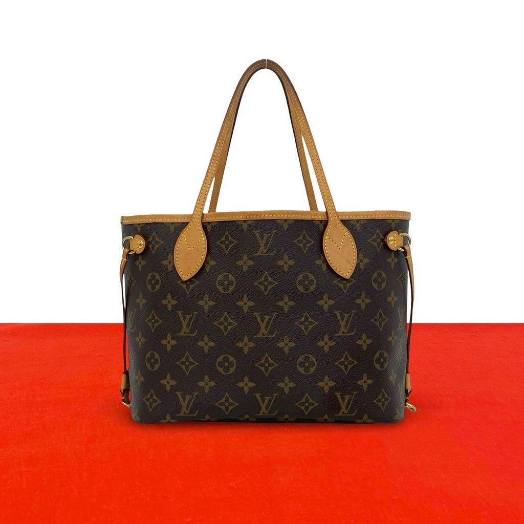 Louis Vuitton Neverfull PM Monogram Logo Pattern Leather Tote Brown