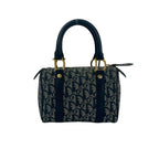 Dior Trotter Logo Pattern Canvas Leather Mini Boston Bag Navy — view 3