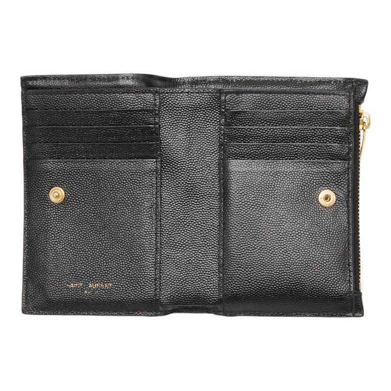 Saint Laurent Monogram 2 Parts Zip Wallet Bifold Black Tannin Leather — view 6