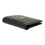 Saint Laurent Monogram 2 Parts Zip Wallet Bifold Black Tannin Leather — view 4