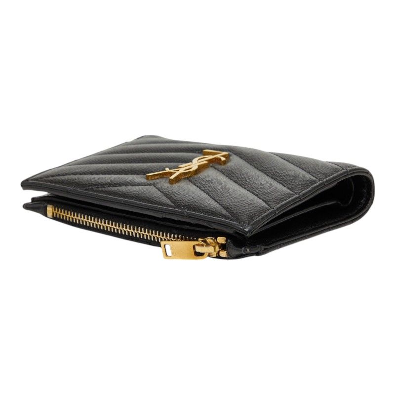 Saint Laurent Monogram 2 Parts Zip Wallet Bifold Black Tannin Leather — view 5