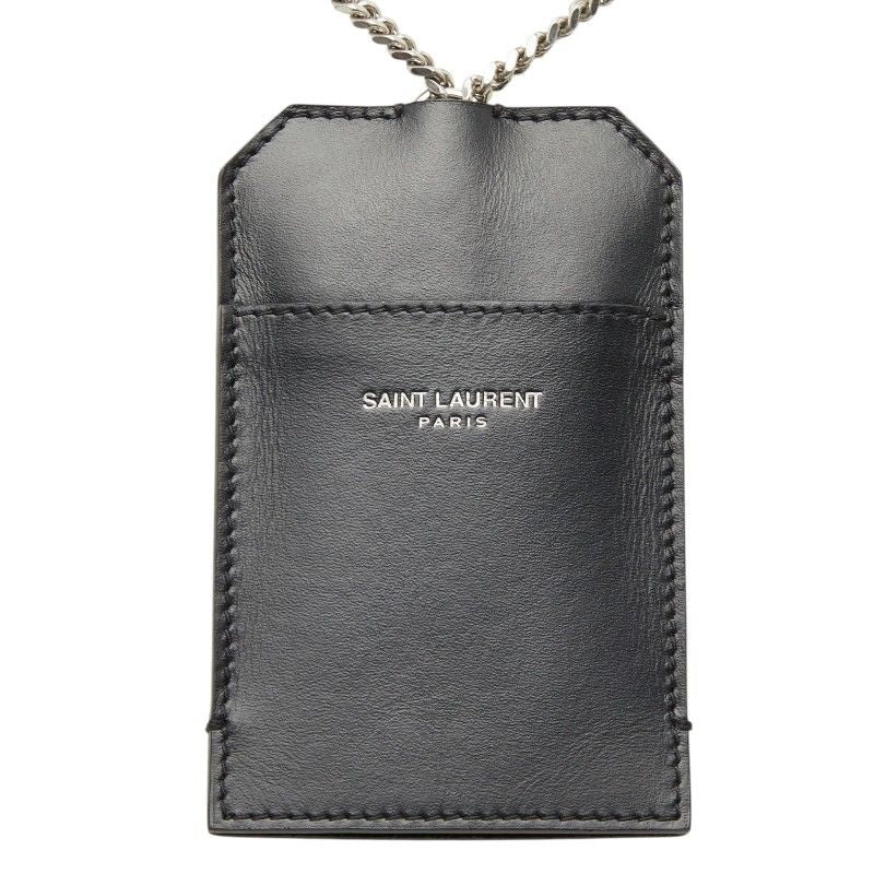 Saint Laurent Chain Card Case ID Black Leather