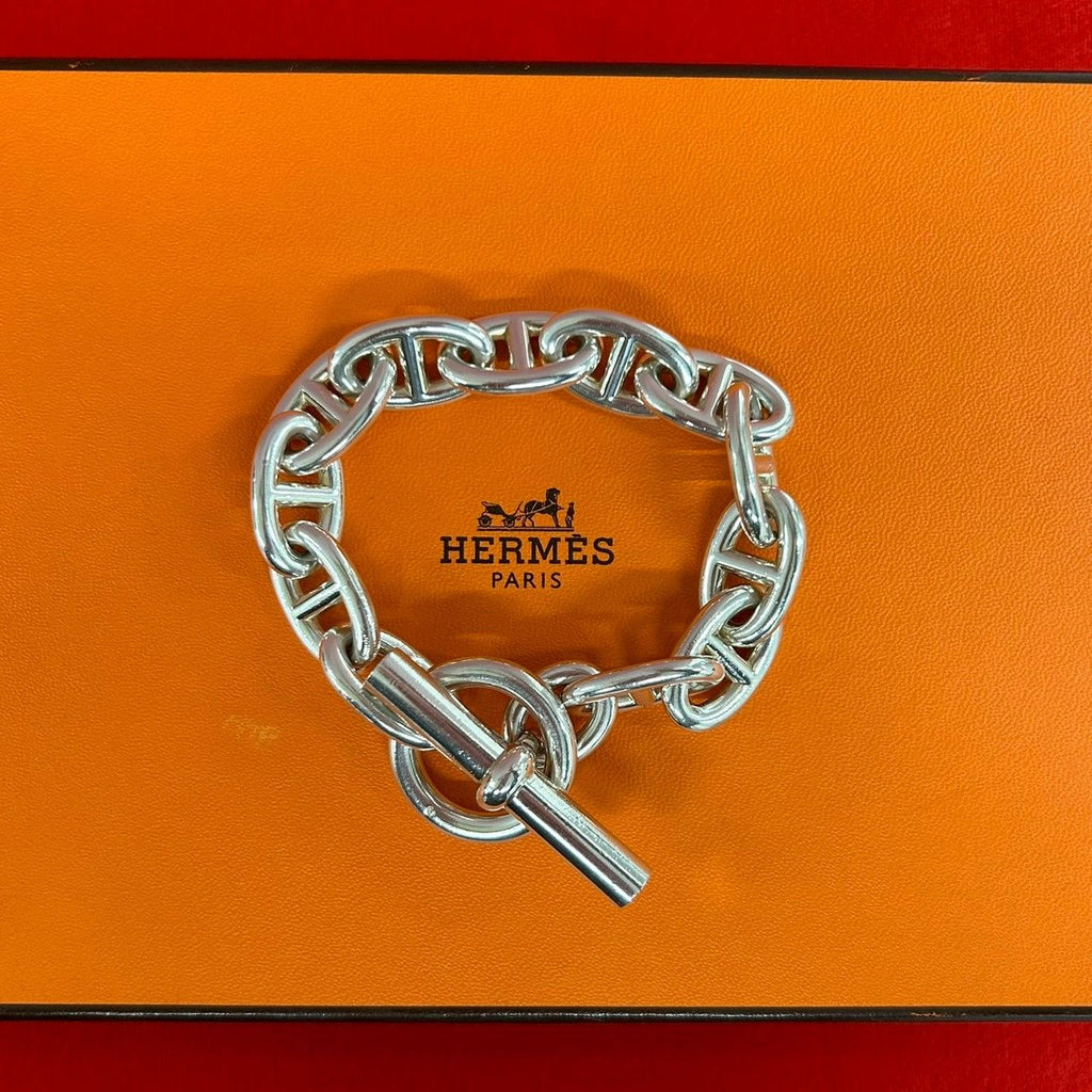 Hermes Chaine D'ancre TGM Bracelet 925 Sterling Silver