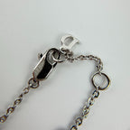Dior Logo Rhinestone Necklace Plated Silver Pink Vintage — view 3