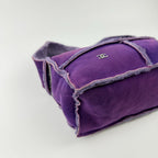 Chanel Shoulder Bag Shearling Suede Purple Silver Vintage — view 9