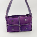 Chanel Shoulder Bag Shearling Suede Purple Silver Vintage — view 5